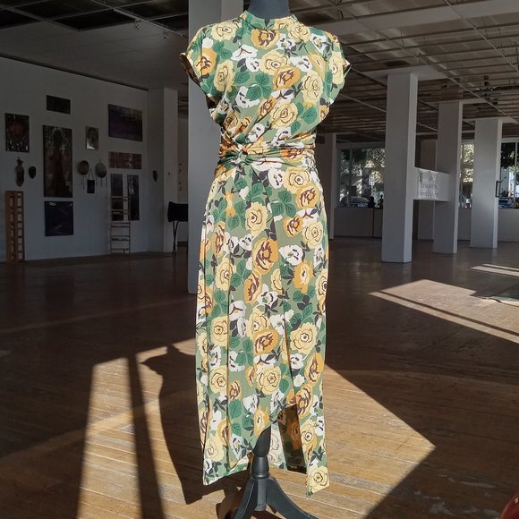 Donna Morgan Dresses & Skirts - Donna Morgan yellow and green gathered wrap waist maxi dress